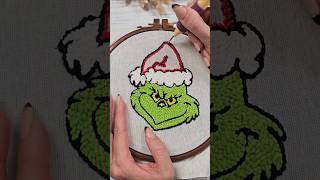 Make punch needle with me #Grinch #christmas #punchneedle #coloring #shortsviral #christmasgrinch