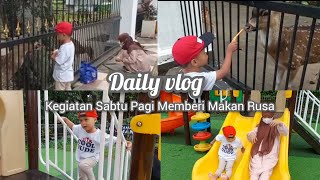 #dailyvlog Memberi Makan Rusa dan Bermain di Taman Manunggal di Sabtu Pagi || Hafidz Happy Banget🥰