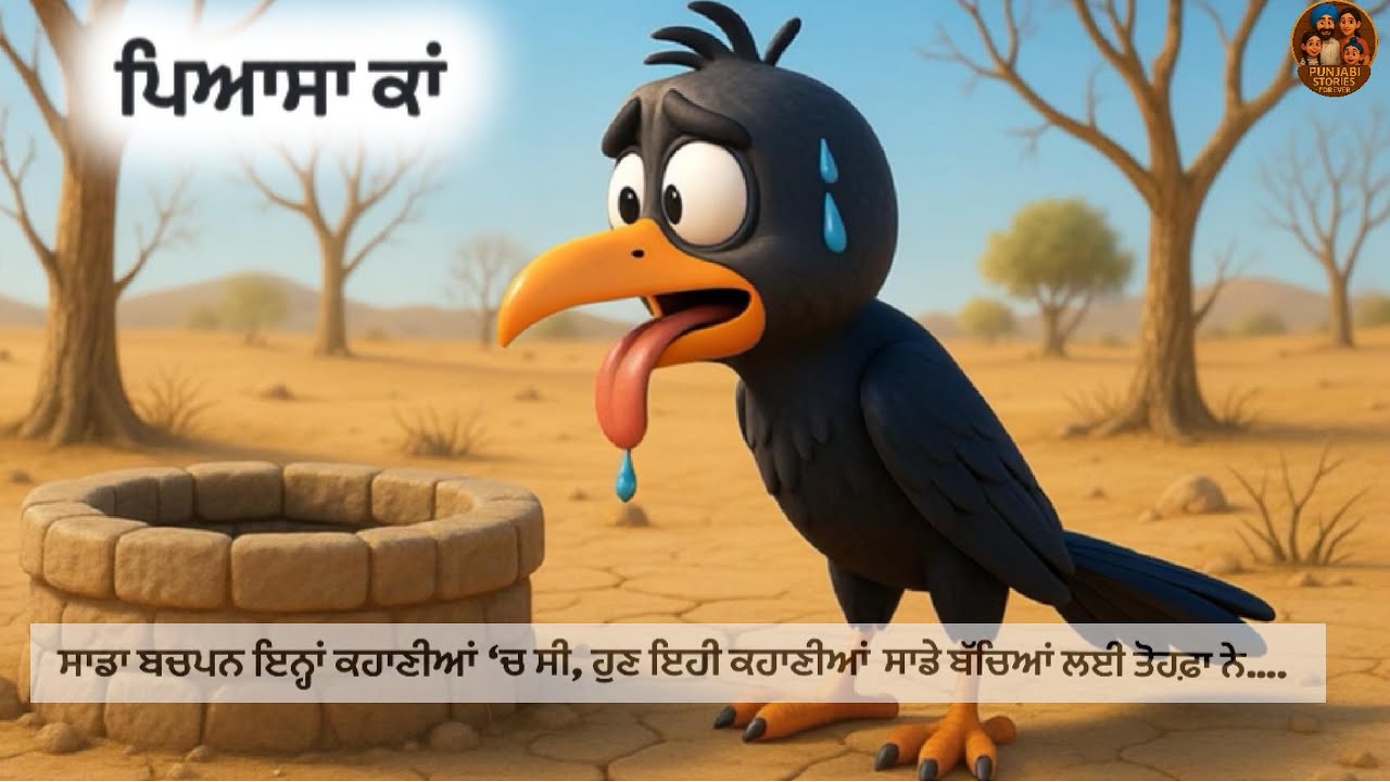 ਪਿਆਸਾ ਕਾਂ |  Thirsty Crow Story in Punjabi | Pyasa Kaa | Punjabi Folk Tale in 3D| Pyaasa Kauwa |