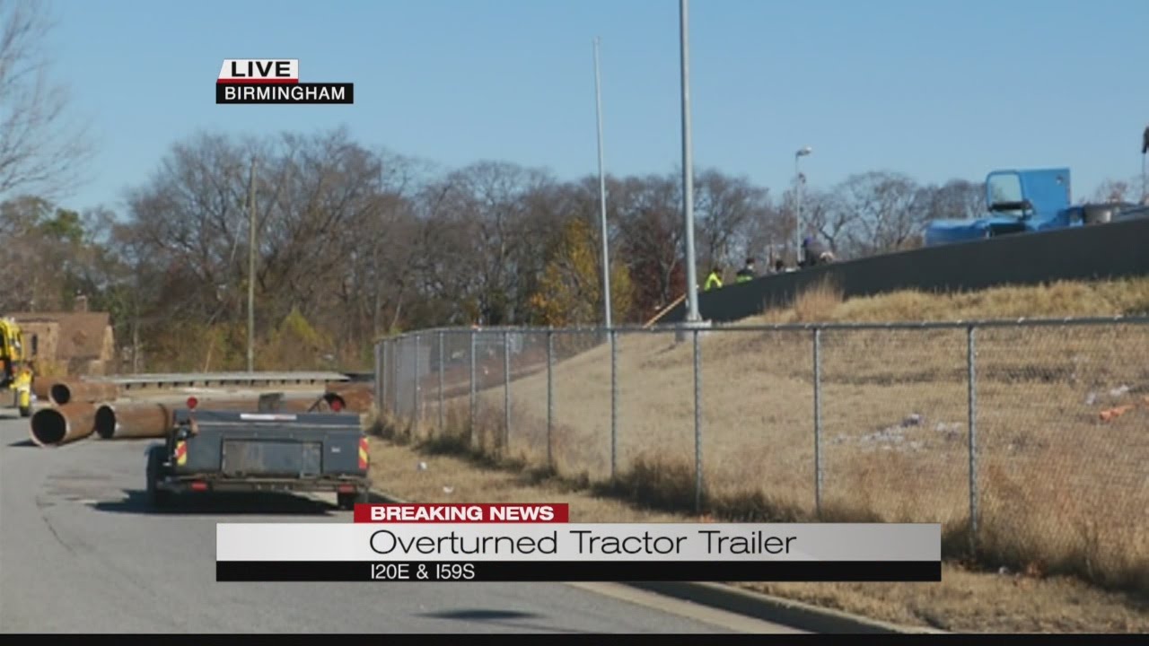 Overturned tractor trailer - YouTube