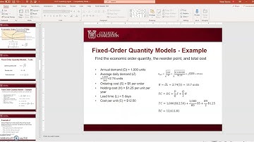 Fixed order quantity model in Excel (part 1 of 2)