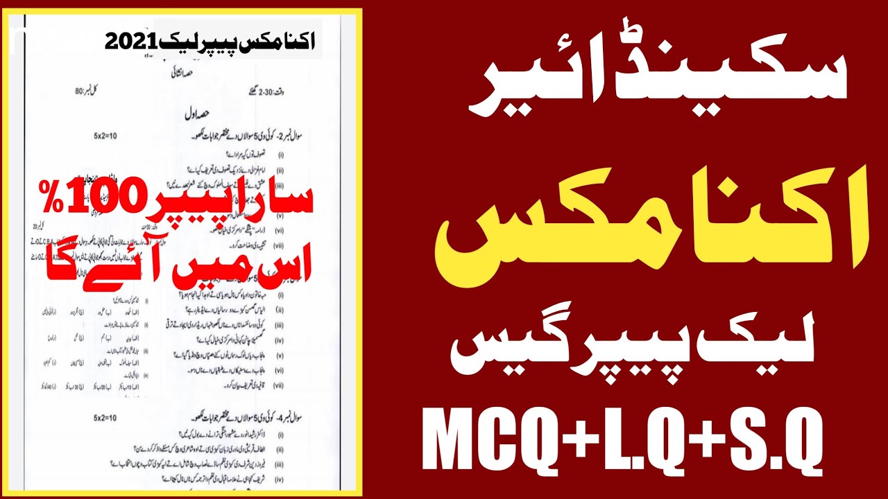 Economics lmportant Questions Guess paper 2021 