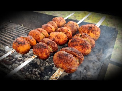 ШАМПИНЬОНЫ на Мангале. Фаршированные ГРИБЫ Лучший рецепт!!! ENG SUB