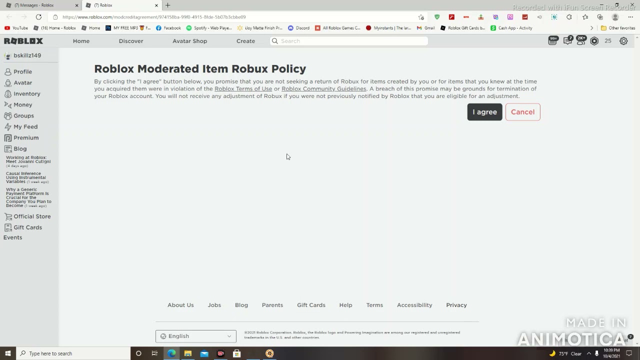 I Accepted The Roblox Moderated Item Robux Policy and After Like 1