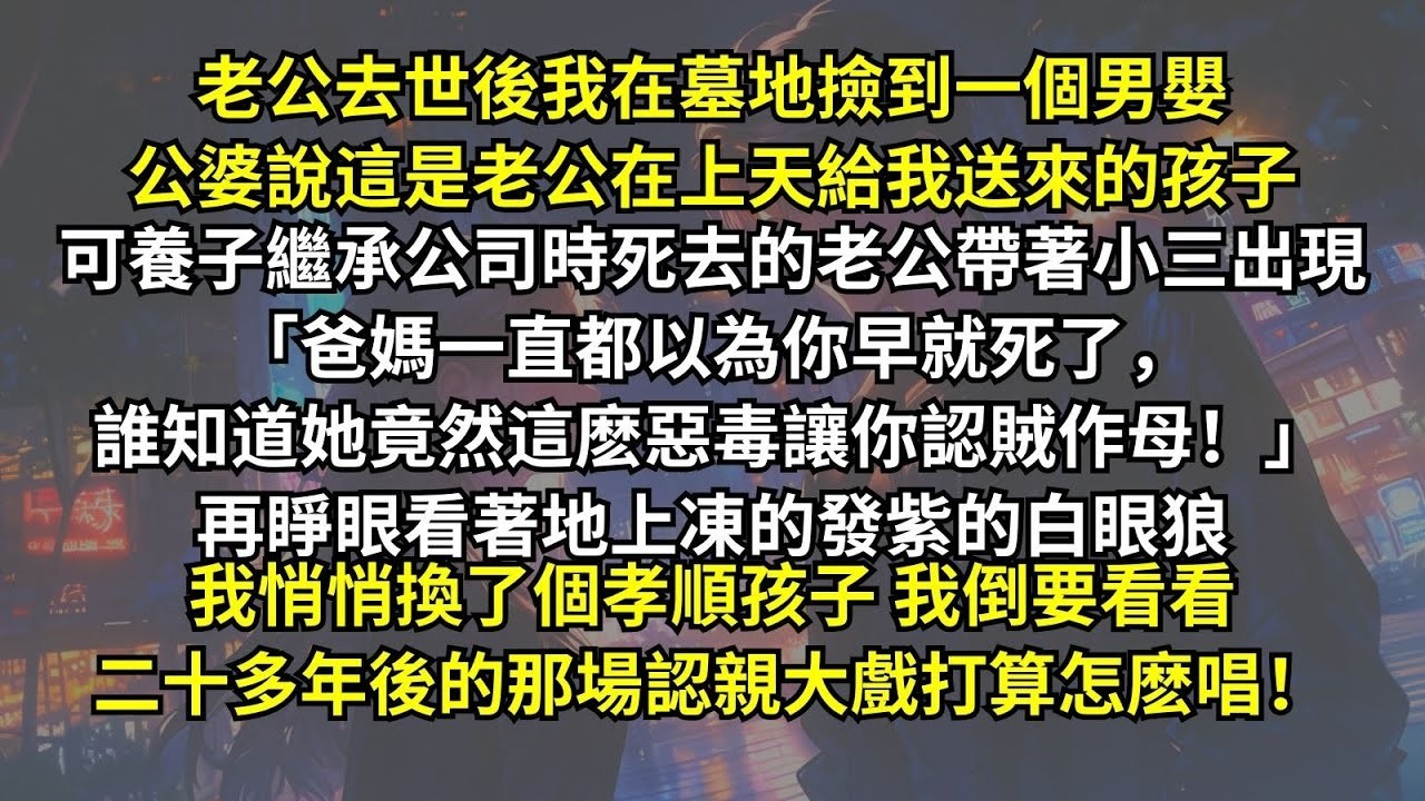 老公去世後我在墓地撿到一個男嬰，公婆說這是老公在上天給我送來的孩子，可養子繼承公司時死去的老公帶著小三出現。再睜眼看著凍的發紫的白眼狼，我悄悄換了個孝順孩子，我倒要看看二十多年後的認親大戲打算怎