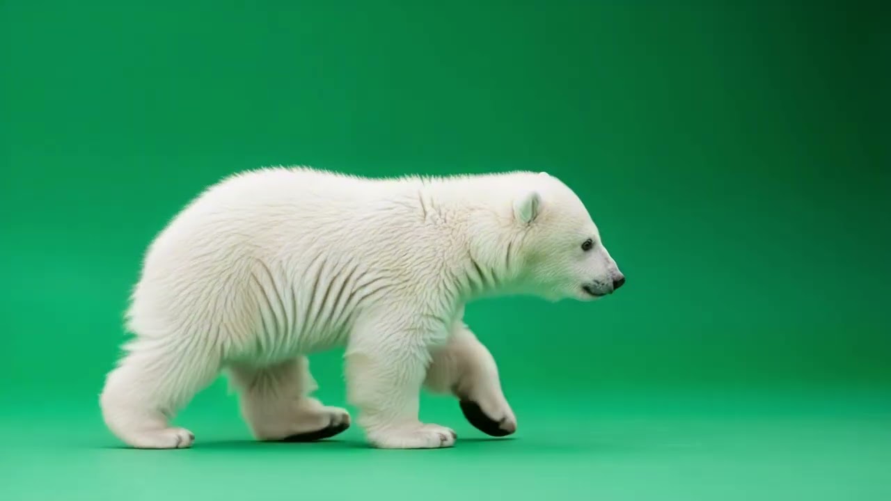 4K Animated Bear Walking on Green Screen Background