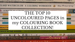 THE TOP 10 UNCOLOURED PAGES in my COLOURING BOOK COLLECTION Adult Colouring