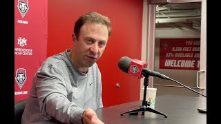 UNM Lobo coach Richard Pitino & guard Jemarl Baker Jr. talk to media on Dec. 19, 2023.