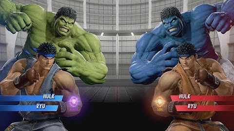 Hulk and RYU vs Blue Hulk and RYU - MARVEL VS. CAPCOM: INFINITE