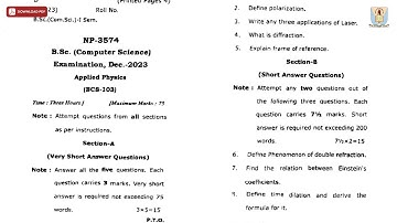 BSC 1ST SEM COMPUTER SCIENCE APPLIED PHYSICS NP DEC 2023 | CCSU