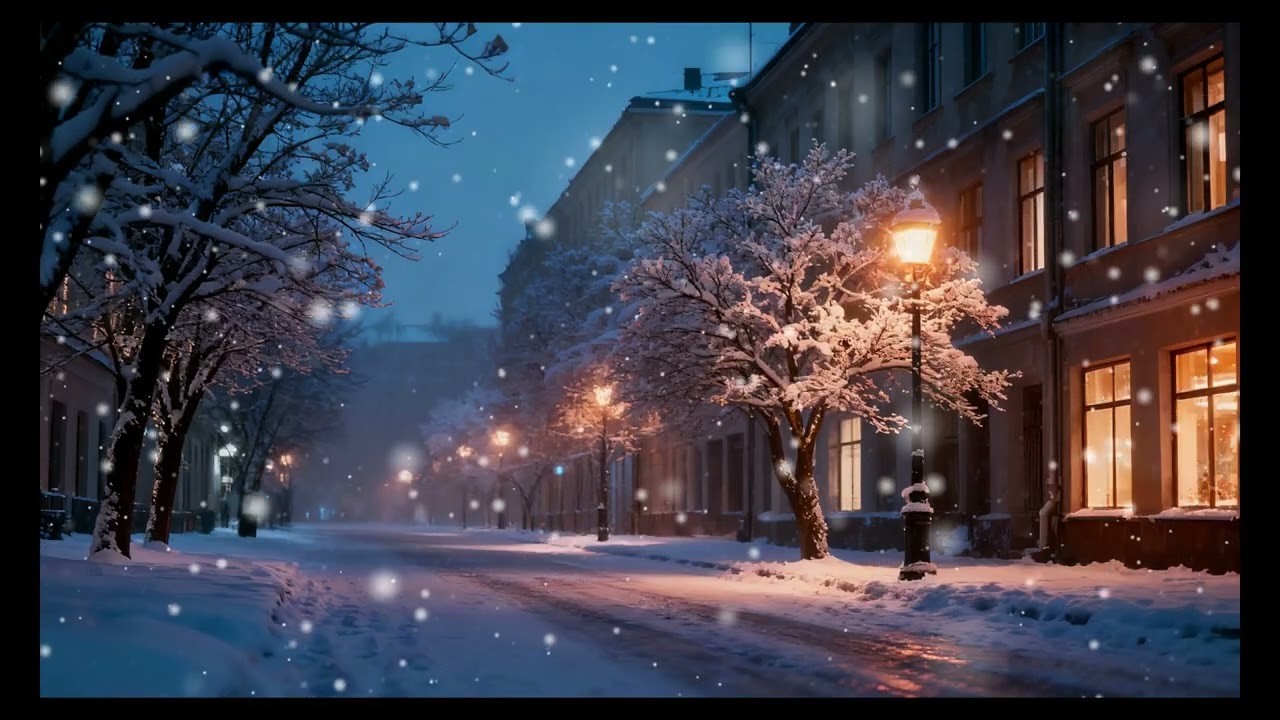 Silent Winter City 🎄 Calm Ambient Music & Gentle Snow | Night City Relax 4K