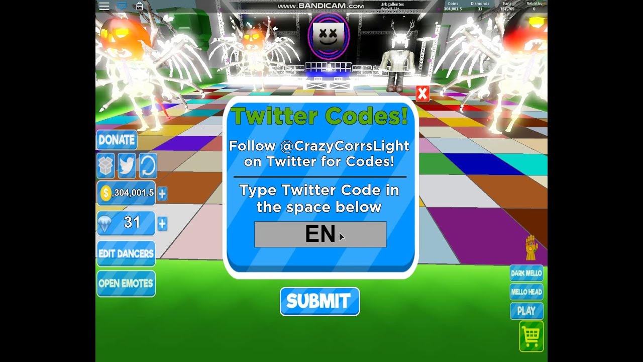 Codes For Giant Dance Off Simulator