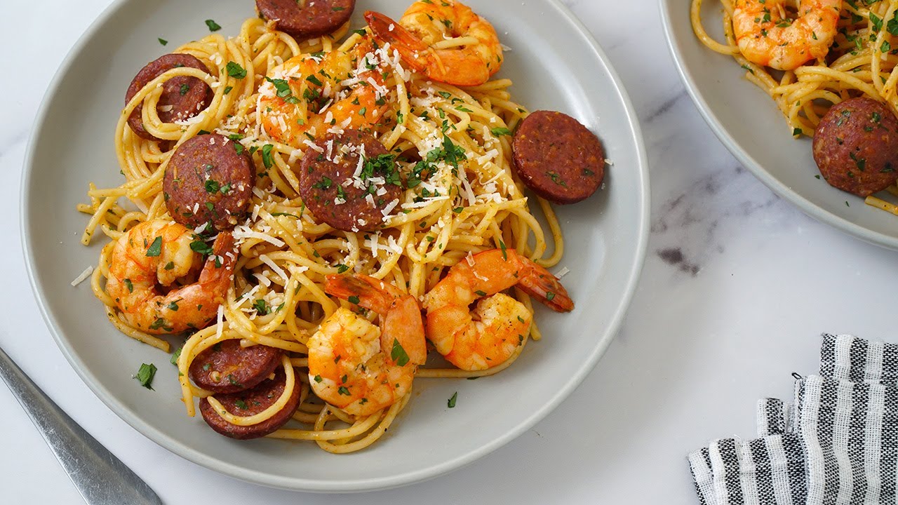 Easy Prawn and Chorizo Pasta Easy Dinner YouTube