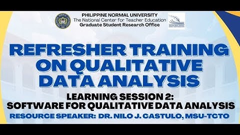 Refresher Training on Qualitative Data Analysis (Software for Qualitative Data Analysis)