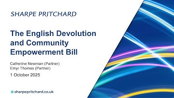 Sharpe Pritchard - Devolution Bill Webinar