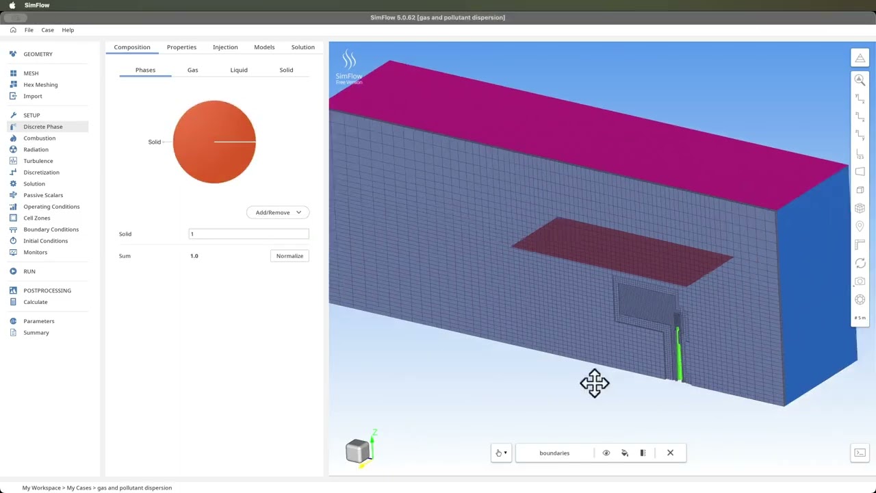 Gas & Pollutant Dispersion - CFD Simulation, 20x sped up