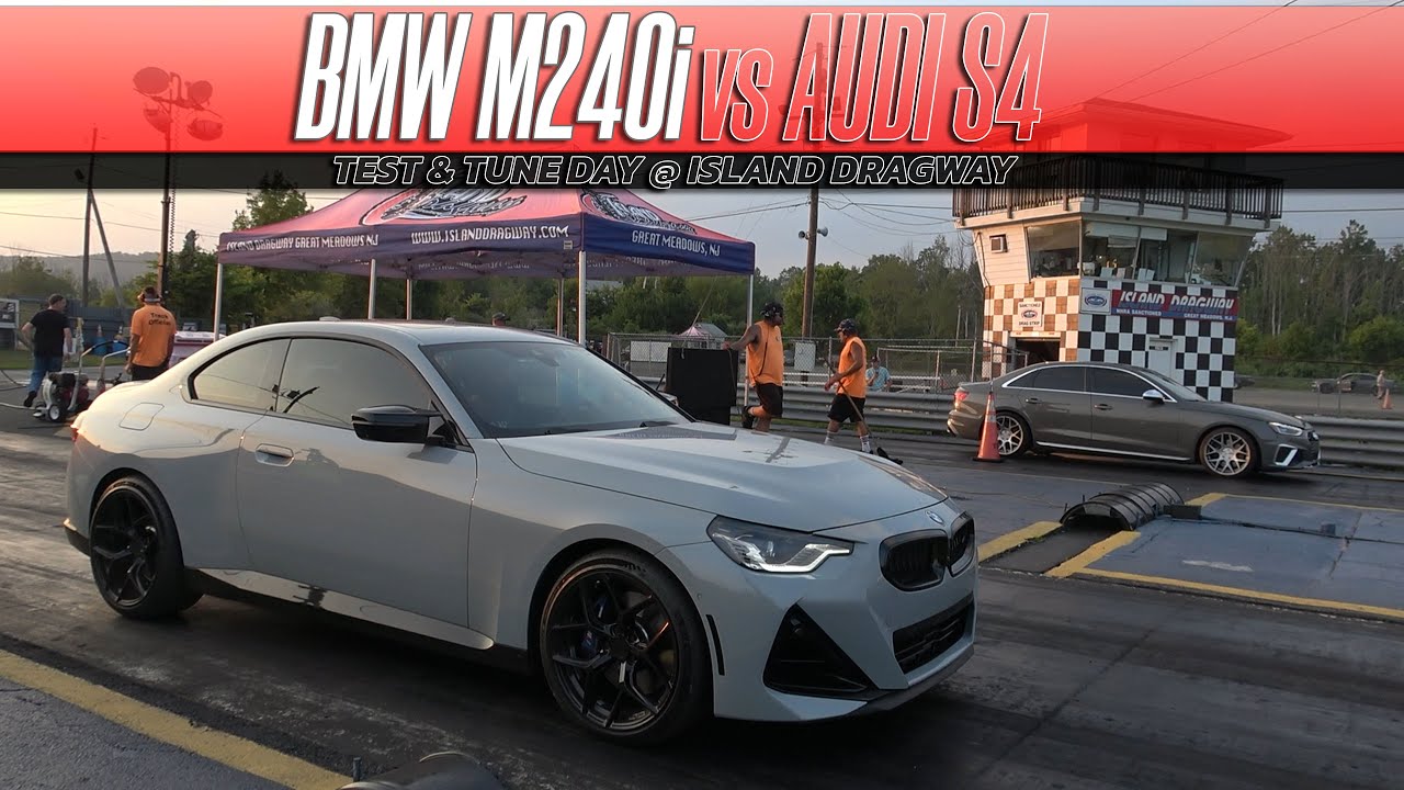 AUDI S4 vs BMW M240i Drag Racing @ Island Dragway