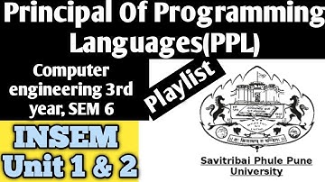 SPPU ||  Principles of Programming Languages (PPL) || Playlist unit 1 & 2 (INSEM) || CS  second year