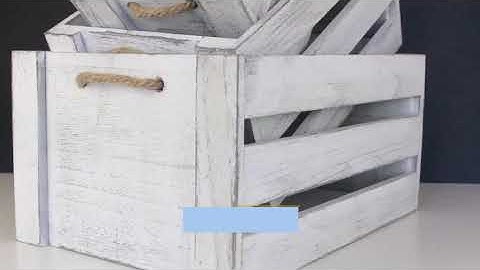 Decorative Storage Wooden Crates With Rope Handle Set of 3