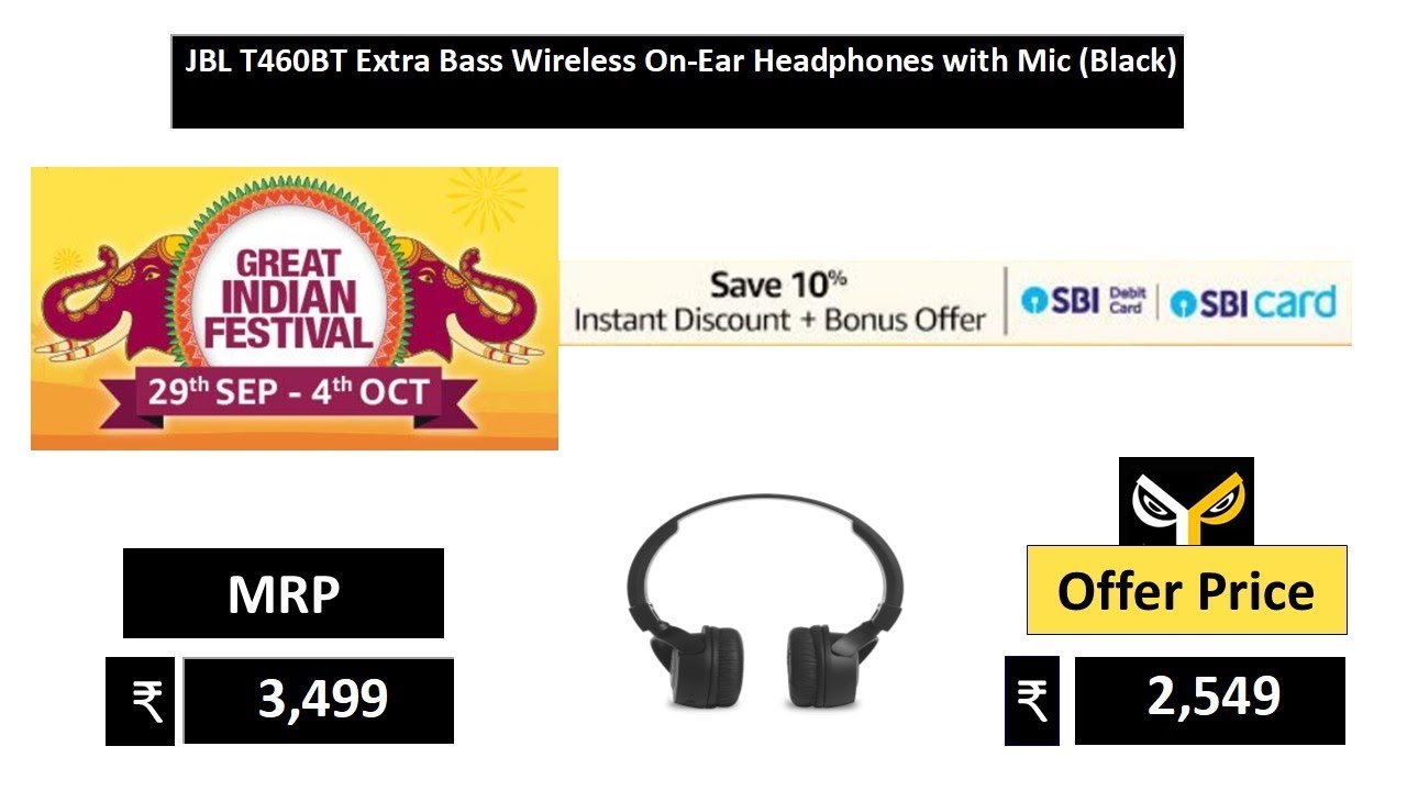 JBL T460BT Extra Bass Wireless On-Ear 