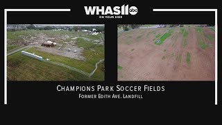 Drone video of damage to site of former landfill