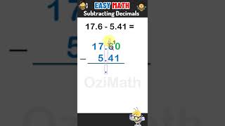 Easy Math: Subtracting Decimals  #maths #mathshack #mathstricks