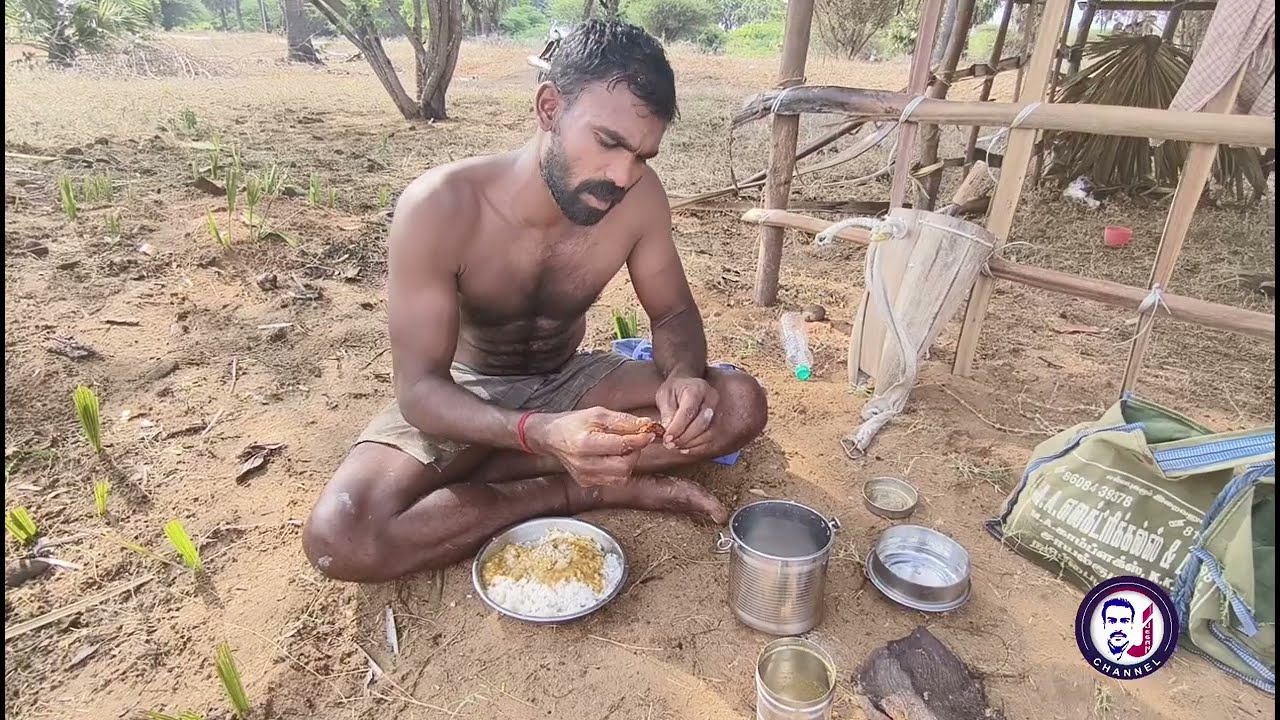 கிராமத்து சாப்பாடு பழைய கஞ்சி சுட்ட கருவாடு முட்டை குழம்பு /Village Food Review /jegan channel