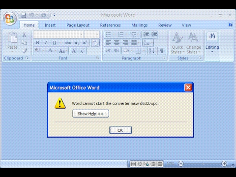 Word cannot start the converter mswrd632.wpc error