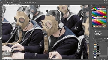 Color Process #4 - British telegraphists with gas mask