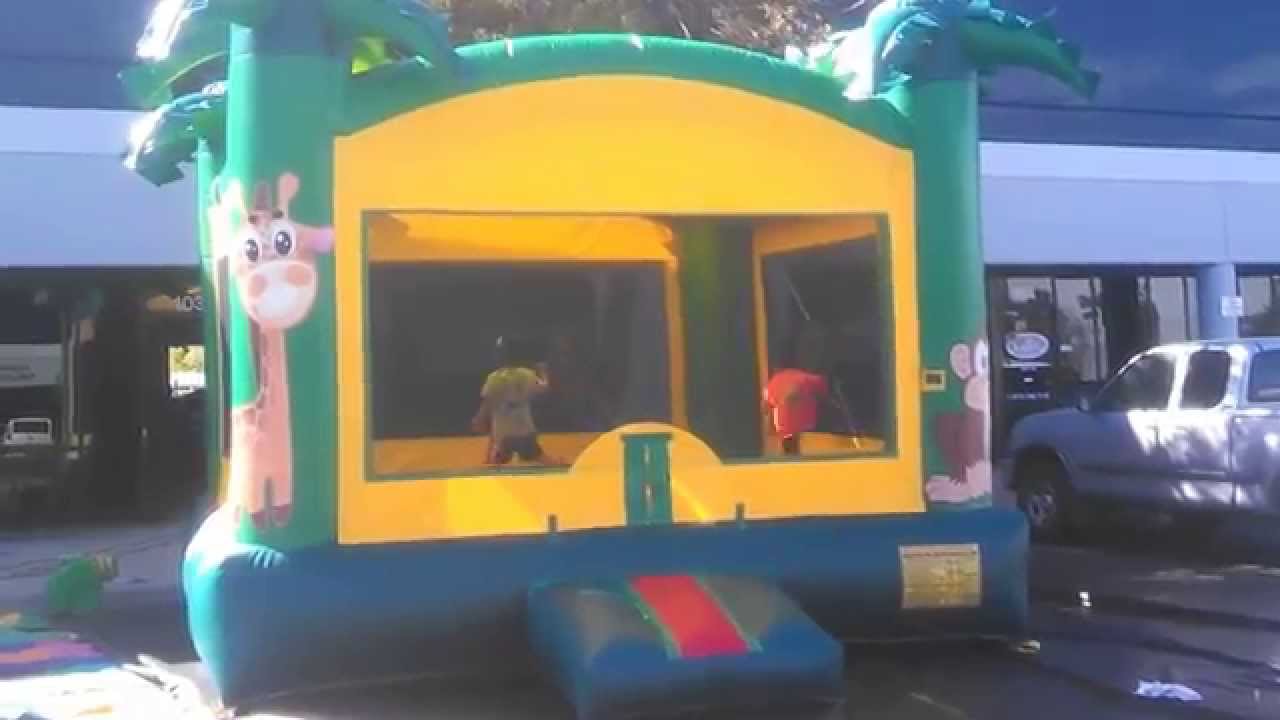 dunk tank youtube 15x15 Tropical American Made Inflatable Bounce House For Sale