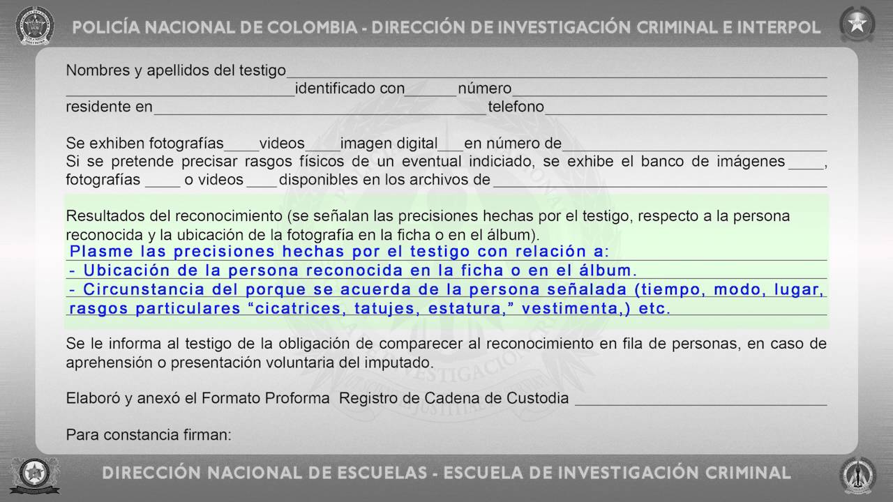 Acta de reconocimiento fotográfico y videográfico - policiadecolombia -  YouTube