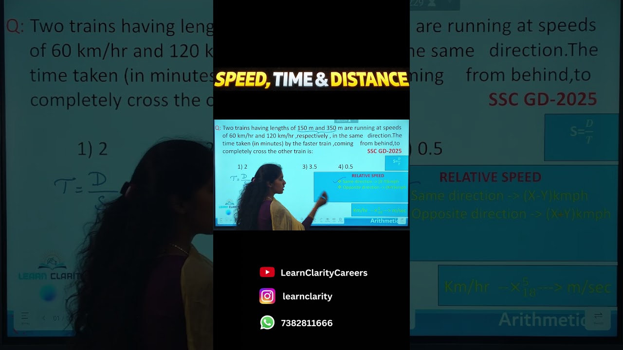 SSC GD 2026🔥  || TIME , SPEED & DISTANCE 🎯 || Free Arithmetic classes || Learn Clarity || RRB