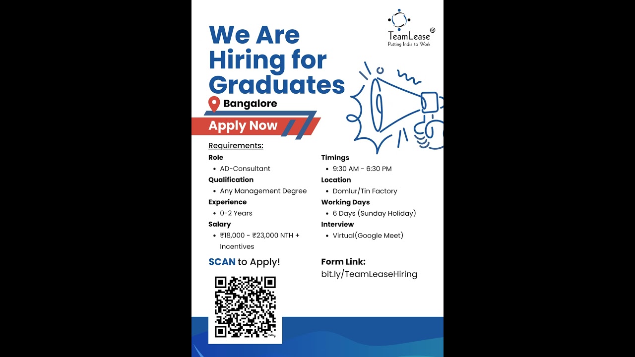 We are hiring graduates! Apply here - bit.ly/TeamLeaseHiring