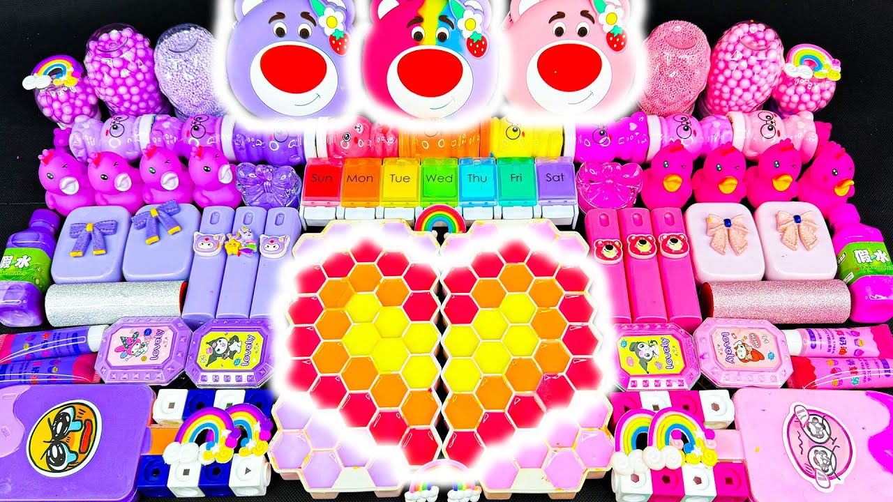 ASMR слайм 🌈 DIY Радужный Лотсо, Лабубу, глина, макияж и блёстки |Смешиваем случайные вещи в слайм