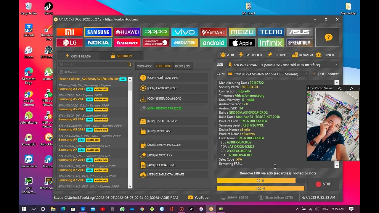 Samsung A3 2016 A310F FRP unlock with Unlocktools 