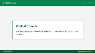 JSS 2 Fine Art - Mosaic Art: Materials and Design | Nigerian Curriculum screenshot 4
