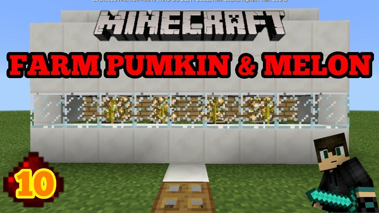 CARA MEMBUAT FARM PUMKIN DAN MELON FULL OTOMATIS *MINECRAFT REDSTONE