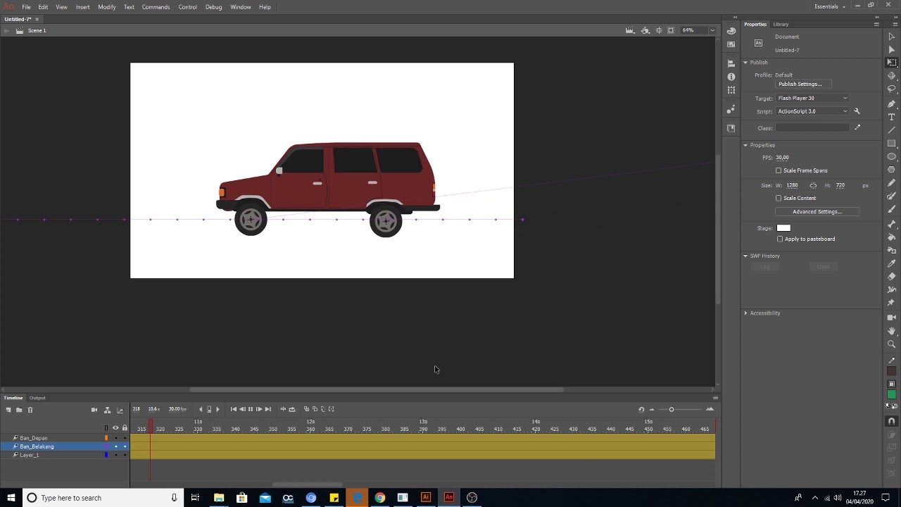 Membuat Animasi Sederhana Mobil Berjalan menggunakan Adobe Animate dan ...