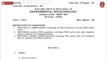 BSC BT 5TH SEM ENVIRONMENTAL BIOTECHNOLOGY MAY 2019 | PTU