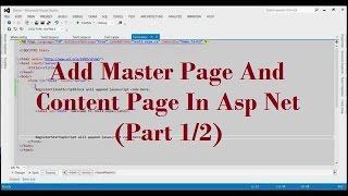 How To Add Master Page And Content Page In Asp Net Web Application (Part 1/2)