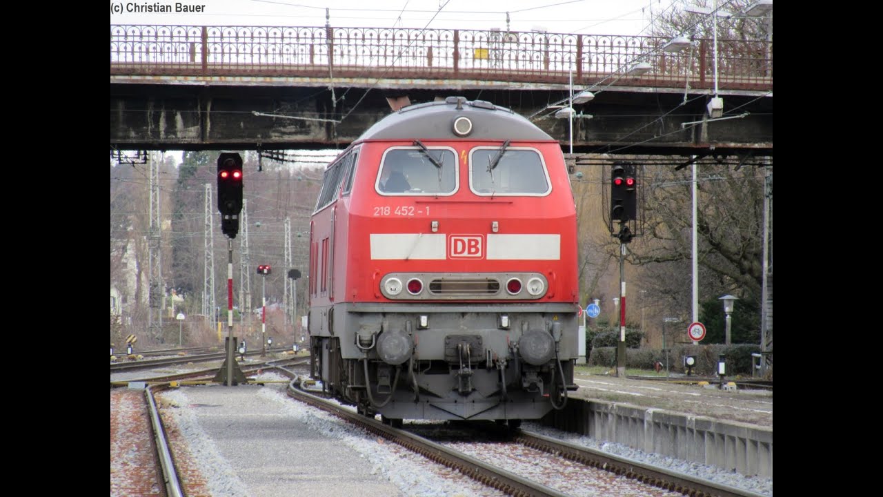 Soundcheck 218 452 (TB11 Neubau): Motorstart, rangieren, Ausfahrt mit EC