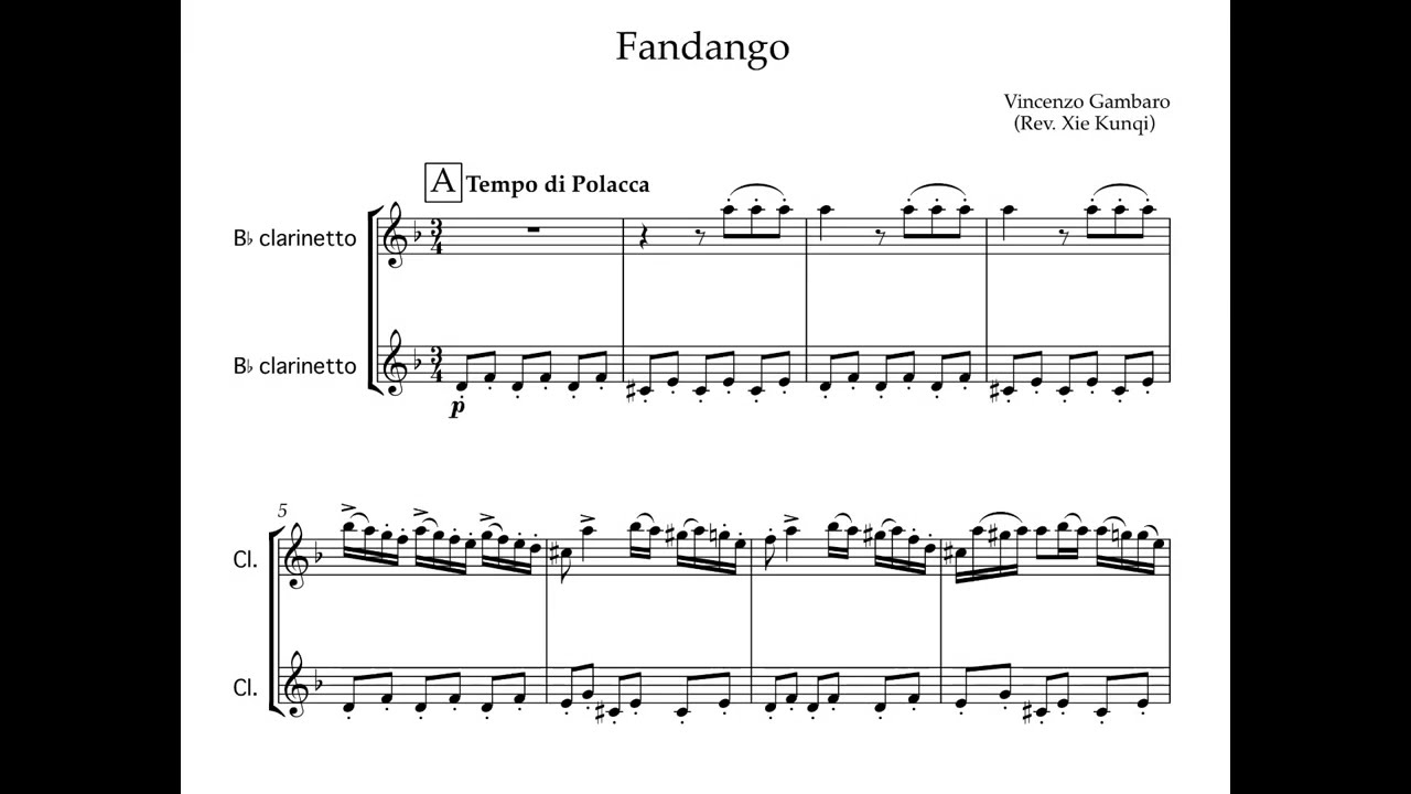 FANDANGO di Vincenzo Gambaro - Corrado Giuffredi & Ivàn Villar Sanz, clarinets
