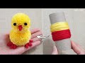 Super Easy Pom Pom Chicken Making Idea with Woolen - DIY Pom Pom Chick - How to Make Yarn Chicken