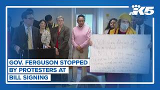 Gov. Ferguson interrupted by protester during bill signing