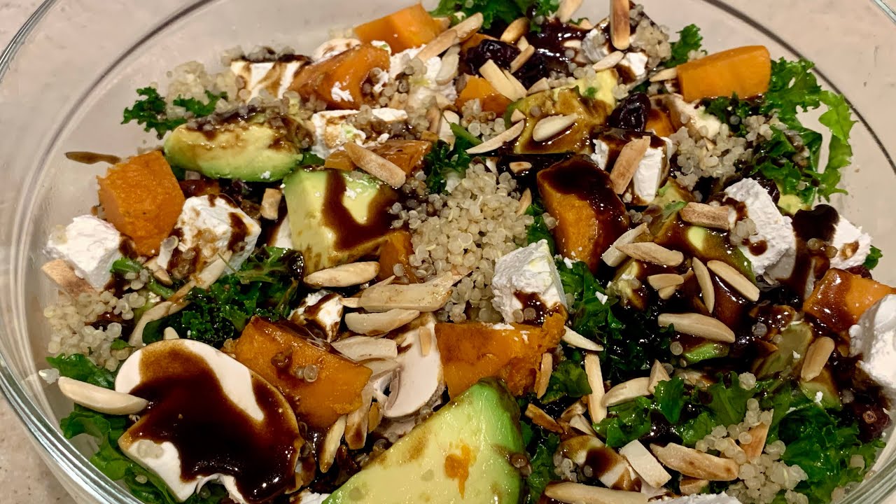 سلطة الكيل والكينوا مع صلصة البلسميك والعسل | Kale Quinoa Salad With Honey Balsamic Vinaigrette