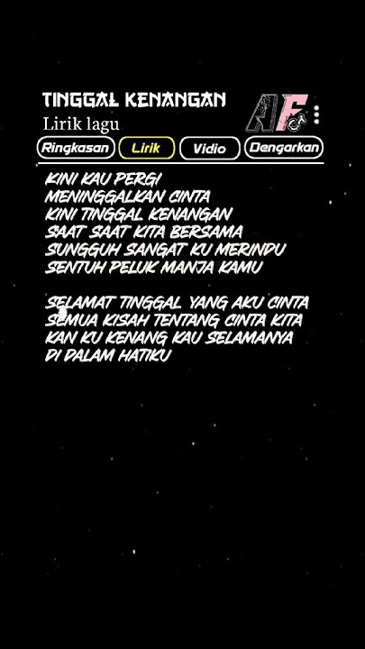 Lirik 'TINGGAL KENANGAN'