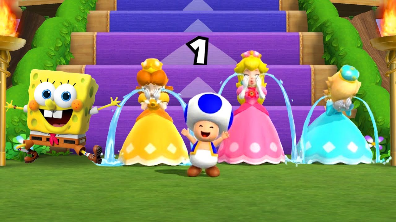 Can SpongeBob Beat Mario Party 9 Step It Up?! 😱 Master CPU Chaos!