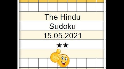 Today The Hindu Sudoku 2 Star Solution | 15.05.2021