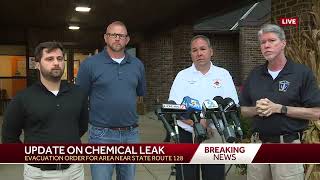 Evacuation orders remain in place as crews work overnight following chemical leak