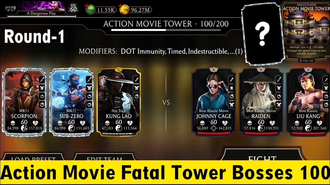 Action Movie Fatal Tower Boss Battle 100 + Guaranteed Diamond Reward (Round-1)